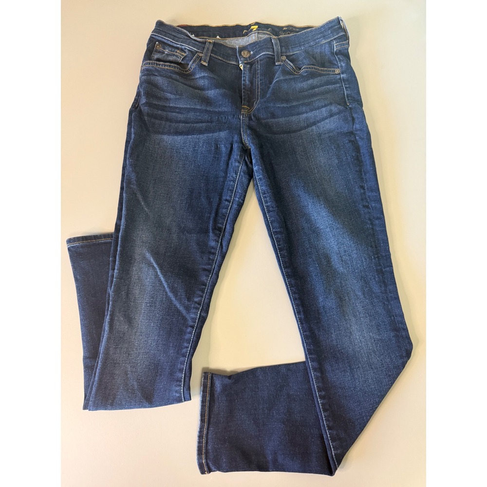 7 For All Mankind The Ankle Skinny Jeans Dark Wash Blue Denim Size 29